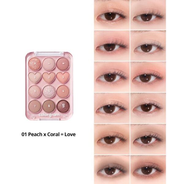 COLORGRAM PIN POINT EYESHADOW PALETTE 01 PEACH + CORAL = LOVE - PALETA DE SOMBRAS. - Imagen 2