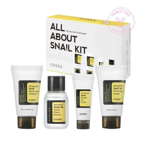 COSRX ALL ABOUT SNAIL KIT 4-STEP - KIT DE PRUEBA DE 4 PASOS.