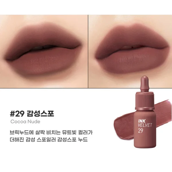 PERIPERA INK VELVET LIP TINT 29 COCOA NUDE - TINTA PARA LABIOS CON ACABADO VELVET. - Imagen 2