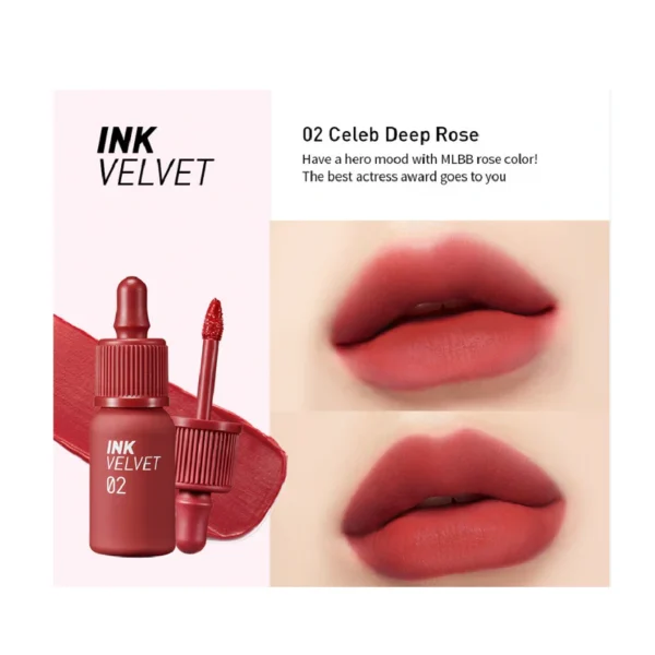 PERIPERA INK VELVET LIP TINT 02 CELEB DEEP ROSE - TINTA PARA LABIOS CON ACABADO VELVET. - Imagen 2